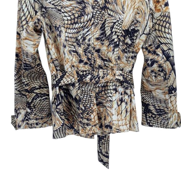 Vtg Cache Unique Statement Jacket Dragon Eagle Military Moto Belted Golden Sz L - Picture 9 of 16